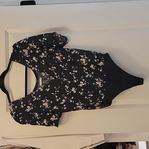 Abercrombie & Fitch black floral bodysuit